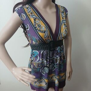 Wet Seal Women's Yellow and Purple Blouse, size small